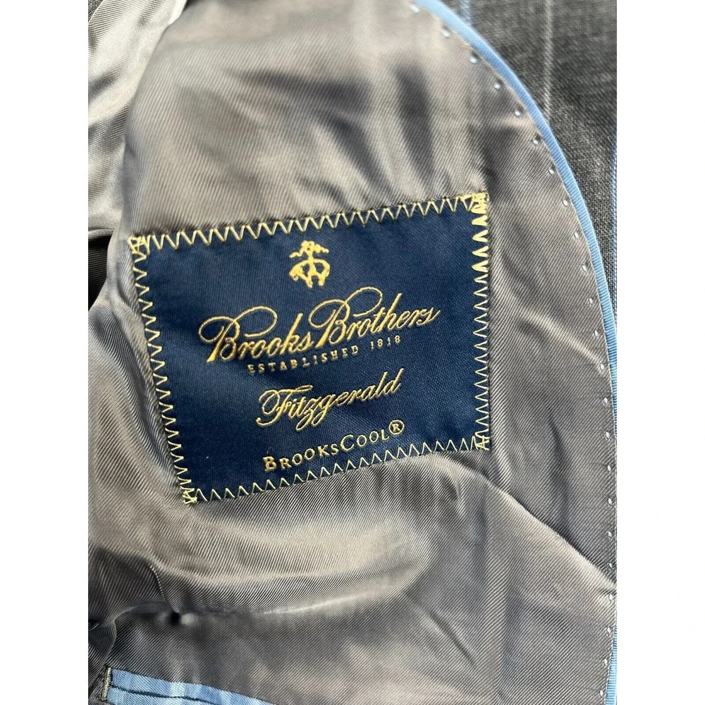 Brooks Brothers Suit 38 Regular Regent Fit Explorer Blazer Stripe‎ Gray Blue NWT